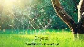  Presentation with sprinkler system - PPT theme having garden-grass-watering-smart-garden background and a yellow colored foreground