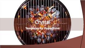  Presentation with grill - Slide deck enhanced with garden grill with skewers isolated background and a tawny brown colored foreground