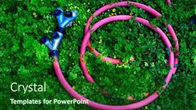  Presentation with wound - Presentation design featuring garden-hose-with-connections-wound background and a forest green colored foreground