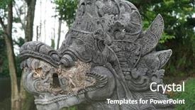  Presentation with bali statue - Cool new slides with garden in bali indonesia backdrop and a dark gray colored foreground