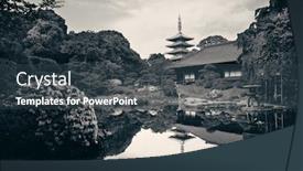  Presentation with tokyo - Amazing theme having garden-in-sensoji-temple-tokyo backdrop and a tawny brown colored foreground