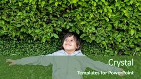  Presentation with kids garden - Presentation design consisting of garden kids - happy children outdoor in nature background and a tawny brown colored foreground