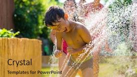  Presentation with garden - Presentation design featuring garden lots of water background and a gold colored foreground