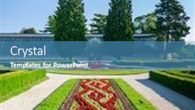  Presentation with czech republic - Slides enhanced with garden-of-lednice-palace-czech background and a teal colored foreground