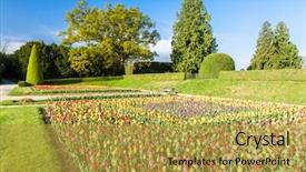  Presentation with czech republic - Slide deck having garden-of-lednice-palace-czech background and a gold colored foreground