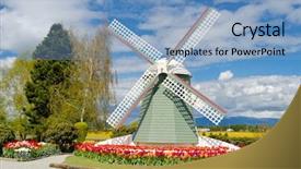  Presentation with windmill - Amazing slide set having garden of tulips with windmill backdrop and a light blue colored foreground