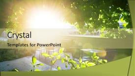  Presentation with garden - Presentation theme having garden on patio in sunny background and a blonde colored foreground