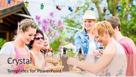  Presentation with bbq - PPT theme consisting of garden or grill party background and a coral colored foreground