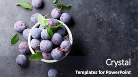  Presentation with top view - Slides enhanced with garden plums in bowl background and a dark gray colored foreground