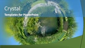  Presentation with aquaculture fish farming - Presentation design featuring garden-pond-relaxation-zone background and a teal colored foreground