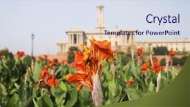  Presentation with rashtrapati bhavan - Colorful PPT theme enhanced with garden rashtrapati bhavan new delhi backdrop and a sky blue colored foreground