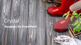  Presentation with garden tools - Colorful theme enhanced with garden-red-boot-with-seedlings backdrop and a gray colored foreground