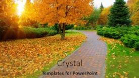  Presentation with path - Presentation theme consisting of garden-stone-path-and-autumn background and a gold colored foreground