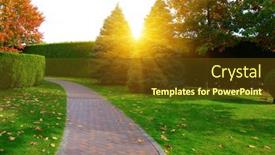  Presentation with path - PPT theme consisting of garden-stone-path-on-green background and a tawny brown colored foreground