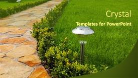  Presentation with botanical - Presentation theme with garden-stone-path-with-decorative background and a tawny brown colored foreground