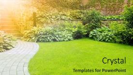  Presentation with growing - Audience pleasing presentation theme consisting of garden stone path with grass backdrop and a yellow colored foreground