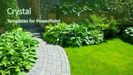  Presentation with botanical garden - Colorful theme enhanced with garden stone path with grass backdrop and a tawny brown colored foreground