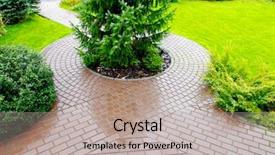  Presentation with confusion path - PPT layouts having garden stone path with grass background and a mint green colored foreground