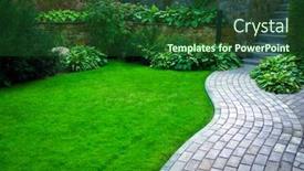  Presentation with botanical garden - Presentation theme enhanced with garden-stone-path-with-grass background and a forest green colored foreground