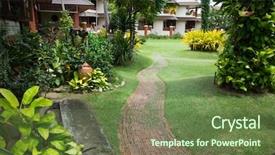  Presentation with path - Cool new PPT theme with garden stone path with grass backdrop and a  colored foreground