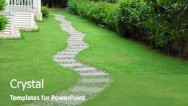  Presentation with growing - Beautiful slide set featuring garden stone path with grass backdrop and a seafoam green colored foreground