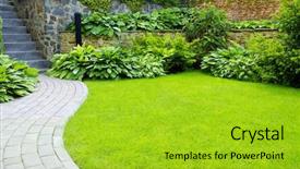  Presentation with growing - Beautiful presentation featuring garden stone path with grass backdrop and a  colored foreground