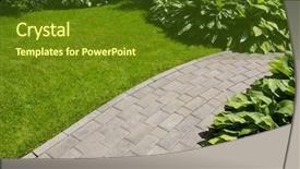  Presentation with path to god confusion - Amazing PPT theme having garden stone path with grass backdrop and a tawny brown colored foreground