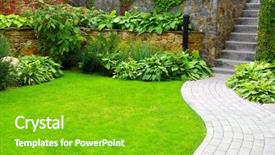  Presentation with stone - Presentation design enhanced with garden stone path with grass background and a  colored foreground