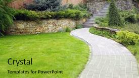  Presentation with growing up kids - Theme consisting of garden stone path with grass background and a yellow colored foreground