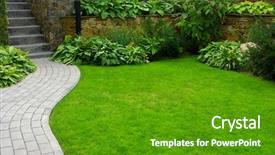  Presentation with growing - Amazing PPT theme having garden stone path with grass backdrop and a tawny brown colored foreground