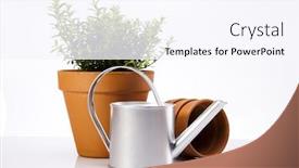  Presentation with garden - Audience pleasing theme consisting of garden-tool-on-white-background backdrop and a sky blue colored foreground