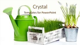  Presentation with garden tools - Colorful presentation theme enhanced with garden tools and watering can backdrop and a cream colored foreground