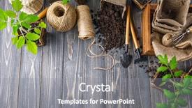  Presentation with garden tools - Beautiful PPT layouts featuring garden tools ground spade backdrop and a gray colored foreground