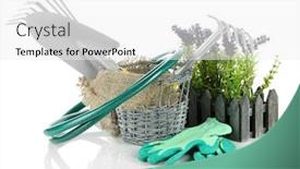  Presentation with garden tools - Audience pleasing slide deck consisting of garden tools isolated on white backdrop and a white colored foreground
