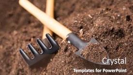  Presentation with garden tools - Slide deck consisting of garden tools on soil background and a tawny brown colored foreground