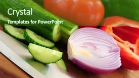  Presentation with cutting board - PPT theme consisting of garden vegetables on cutting board background and a  colored foreground