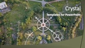  Presentation with japanese new year above view - Amazing PPT layouts having garden with alleys flowerbeds labyrinth backdrop and a tawny brown colored foreground
