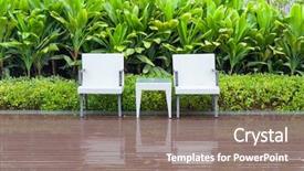  Presentation with outdoor furniture - Beautiful slides featuring garden with an outdoor furniture backdrop and a gray colored foreground