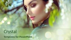  Presentation with beautiful spring flowers - Amazing presentation design having garden with blooming apple tree backdrop and a mint green colored foreground