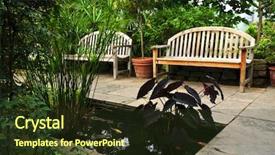  Presentation with garden pond - Cool new presentation theme with garden with stone landscaping koi backdrop and a tawny brown colored foreground