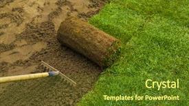  Presentation with buns rolls - PPT theme having gardener applying turf rolls background and a tawny brown colored foreground