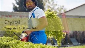  Presentation with clean lines - Presentation theme enhanced with gardener-as-he-trims background and a yellow colored foreground