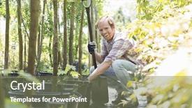  Presentation with nursery plant - Theme having gardener crouching while holding shovel background and a  colored foreground