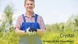  Presentation with nursery plant - Cool new theme with gardener holding spade in plant backdrop and a  colored foreground