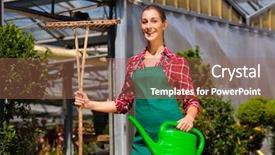  Presentation with green thumb garden - Beautiful slides featuring gardener in front of green backdrop and a coral colored foreground