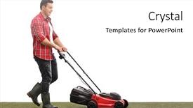  Presentation with shot - Theme with gardener mowing a lawn background and a white colored foreground