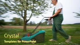  Presentation with motion - Theme featuring gardener-mowing-the-lawn-motion background and a tawny brown colored foreground