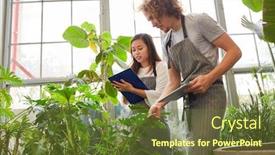  Presentation with plants - Theme consisting of gardener-or-florist-with-checklist background and a tawny brown colored foreground
