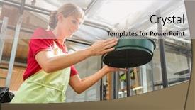  Presentation with nursery newborn child mom nursing - Beautiful PPT theme featuring gardener sowing wheatgrass in nursery backdrop and a light gray colored foreground