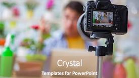  Presentation with blogger - Audience pleasing slide deck consisting of gardener vlogger blogger shooting video backdrop and a coral colored foreground